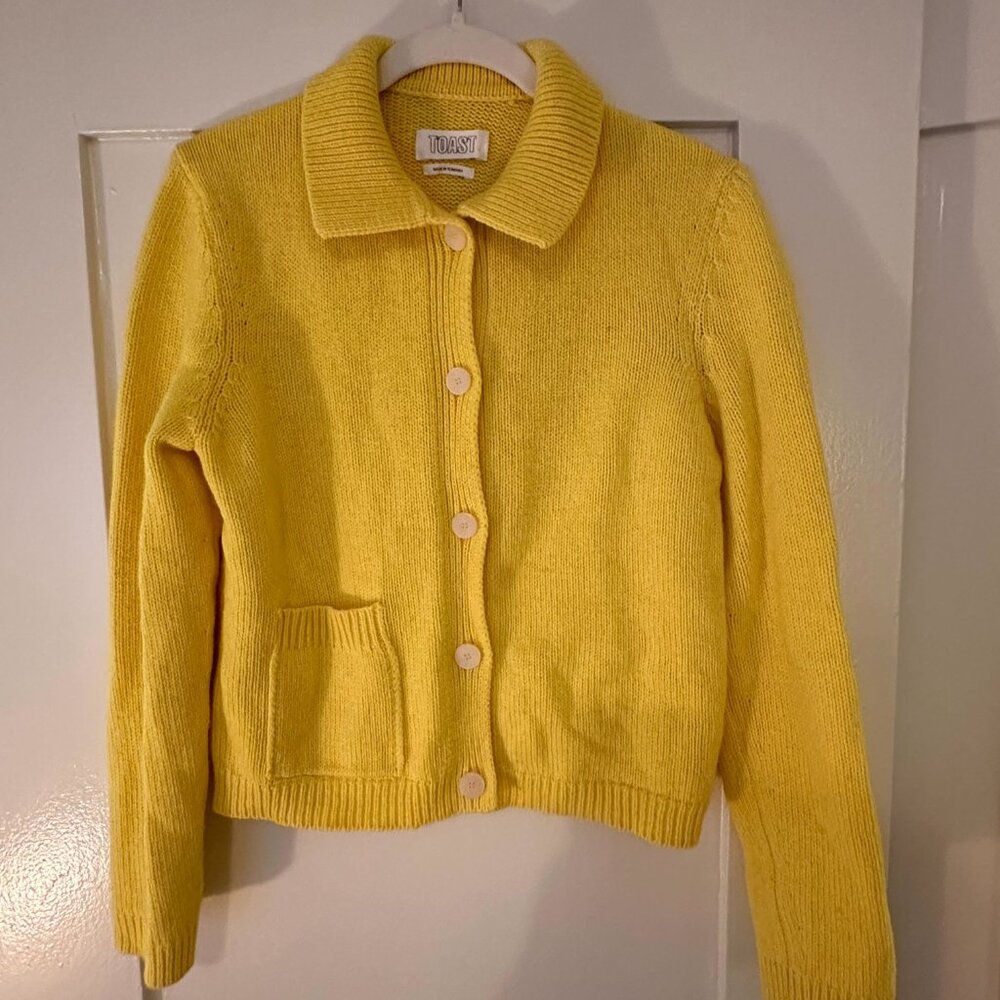 TOAST Wool Cotton Collared Cardigan | Solar Yellow